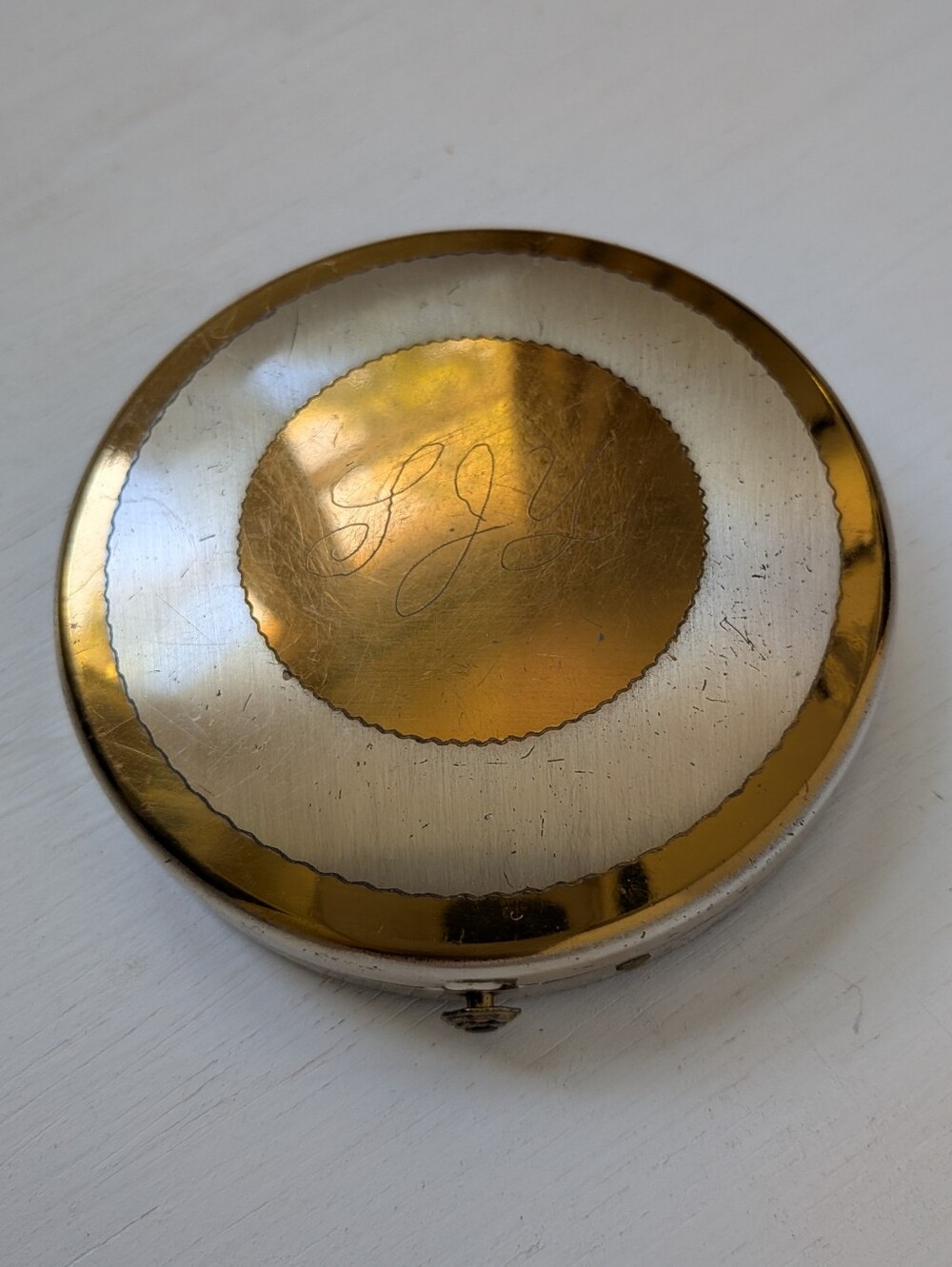Vintage Dorset Two-Tone Gold & Silver Round Powder Compact